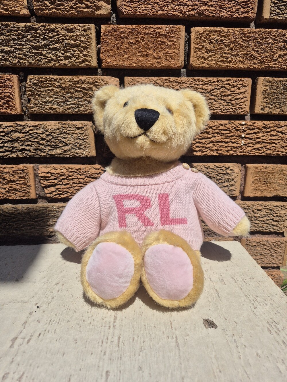 Ralph Lauren Romance Plush Bear Two Slight Sweater Pulls 9" Seated